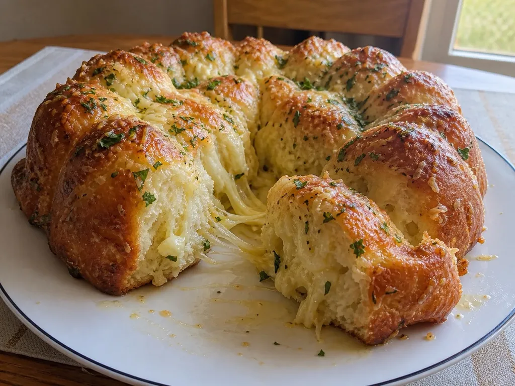 Cheesy Pull-Apart Bread — plated and served