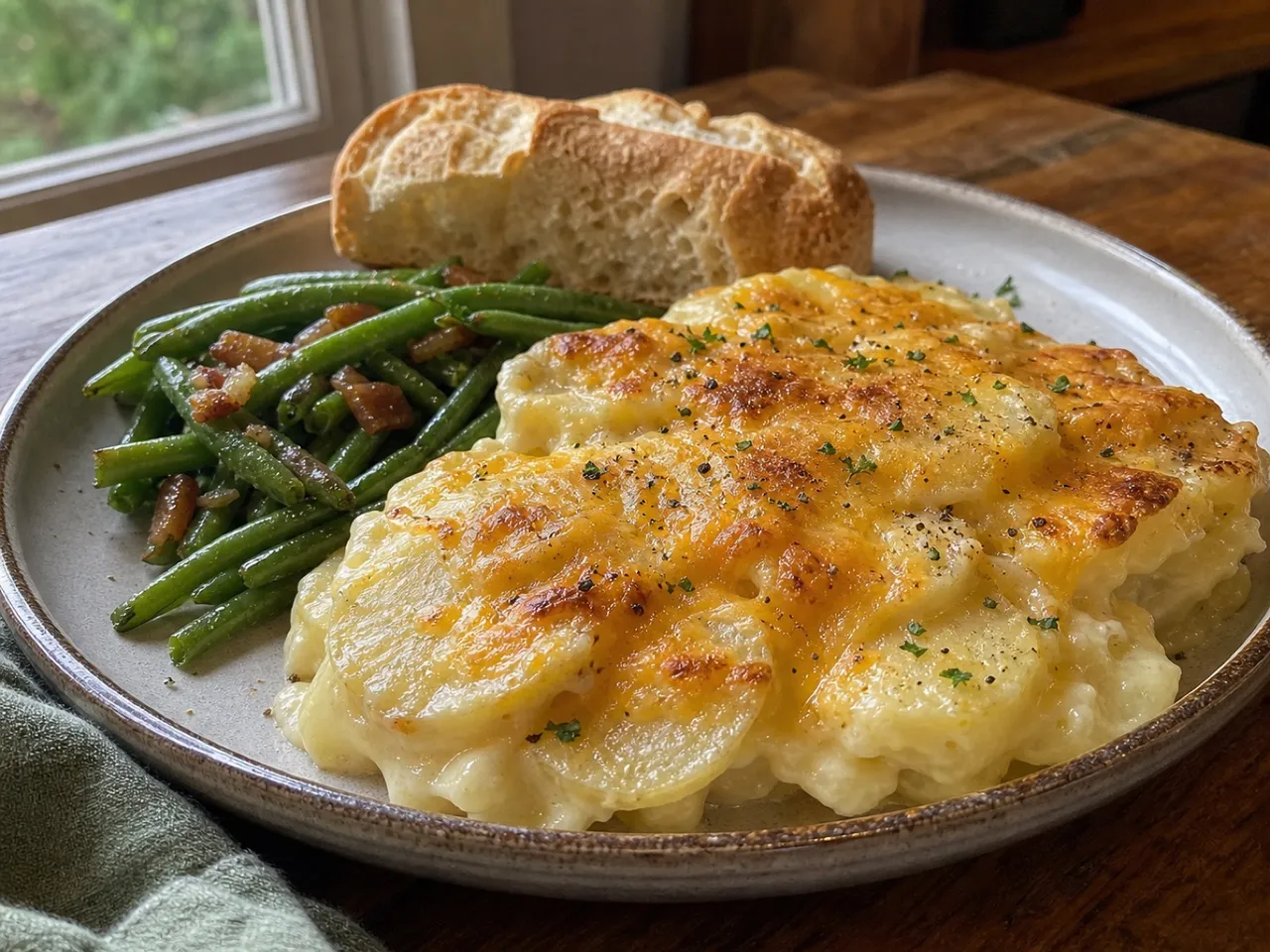 Cheesy Scalloped Potato Side Dish — served