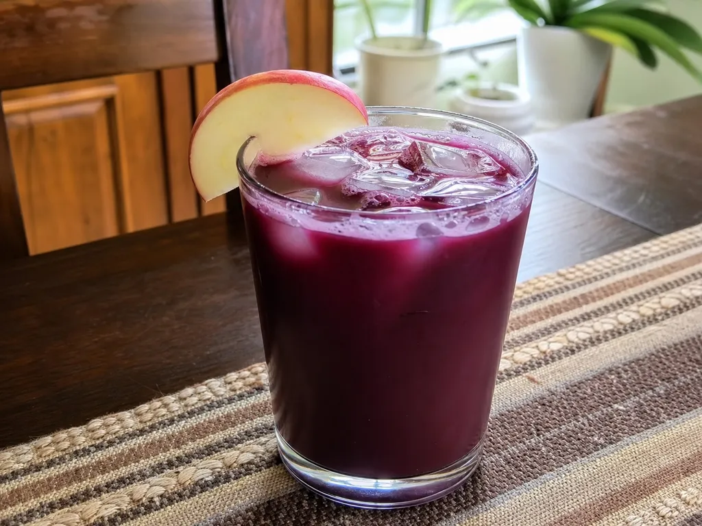 Chicha Morada (Peruvian Purple Corn Drink) — plated and served
