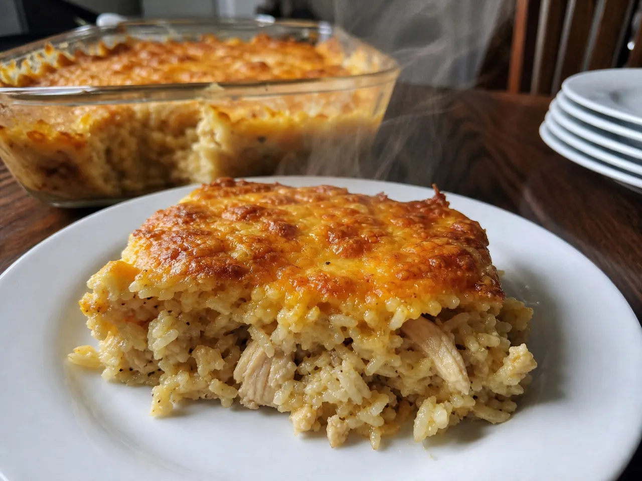 Chicken and Rice Casserole — served