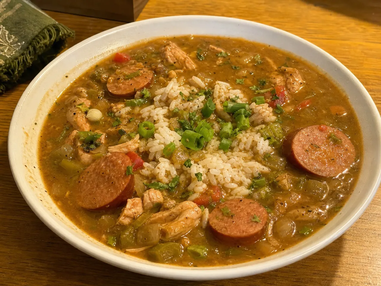 Chicken and Sausage Gumbo — served