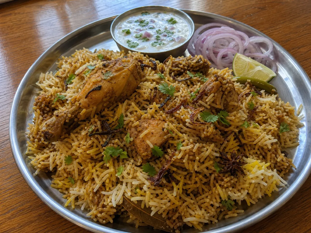 Chicken Biryani — served