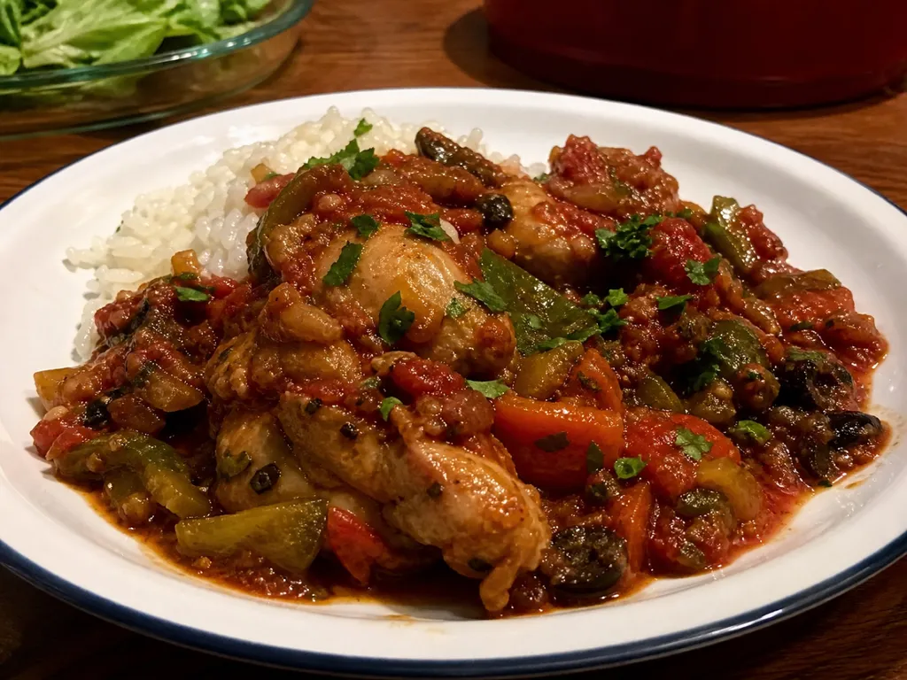 Chicken Cacciatore — plated and served
