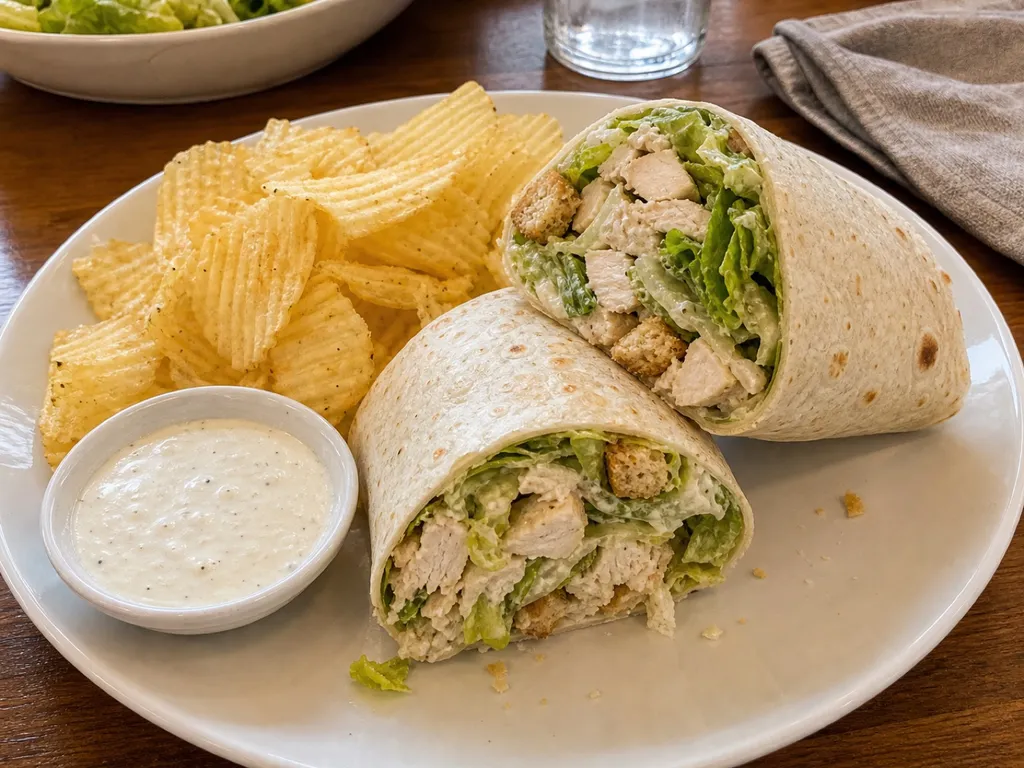 Chicken Caesar Wrap — plated and served