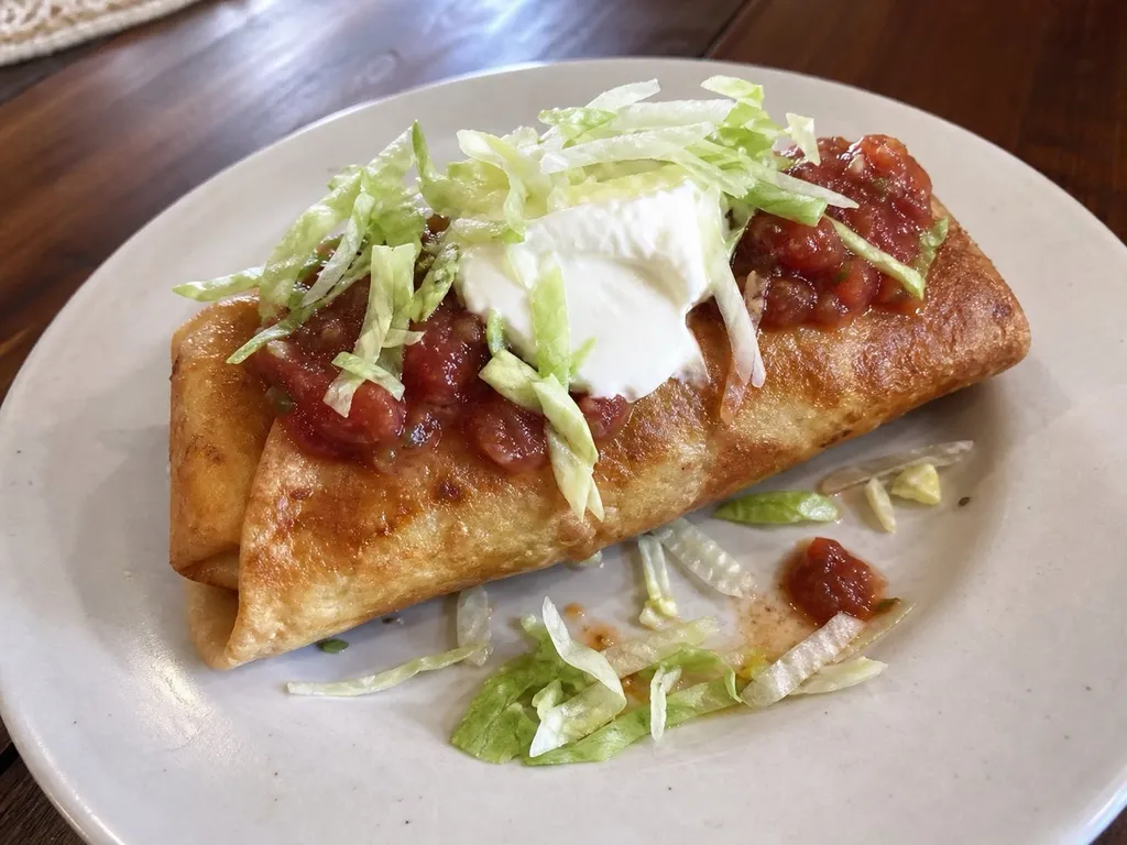 Chicken Chimichanga — plated and served