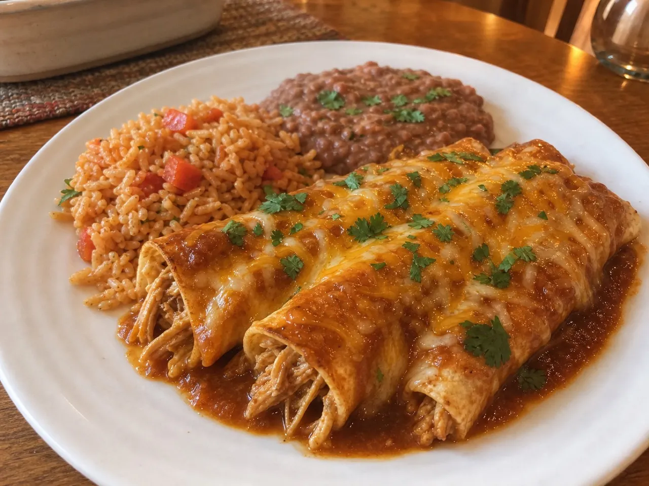Chicken Enchiladas — served