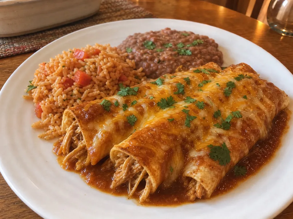 Chicken Enchiladas — plated and served