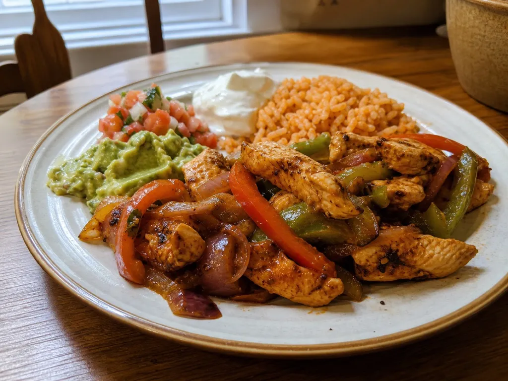 Chicken Fajitas — plated and served