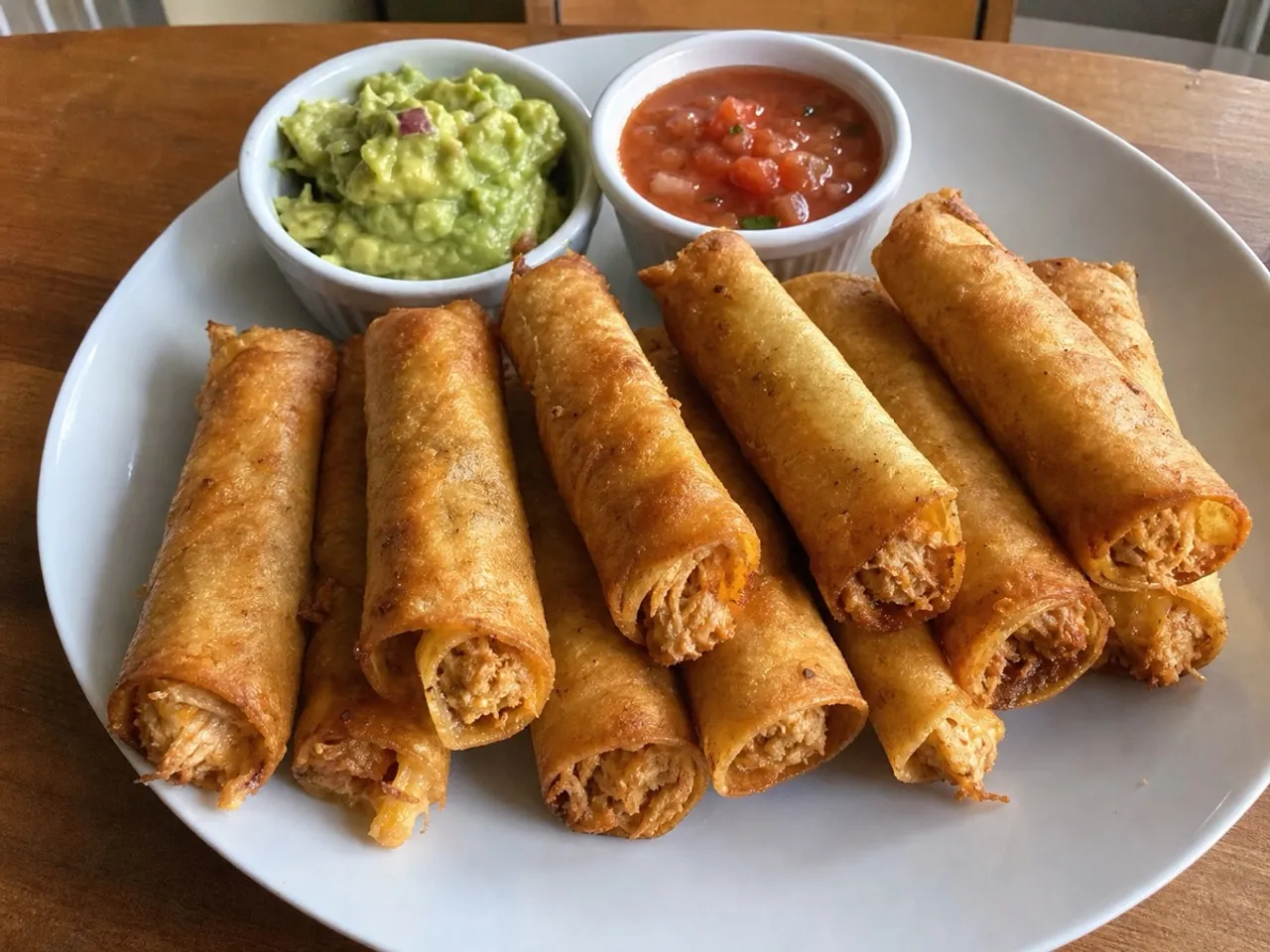 Chicken Flautas — served