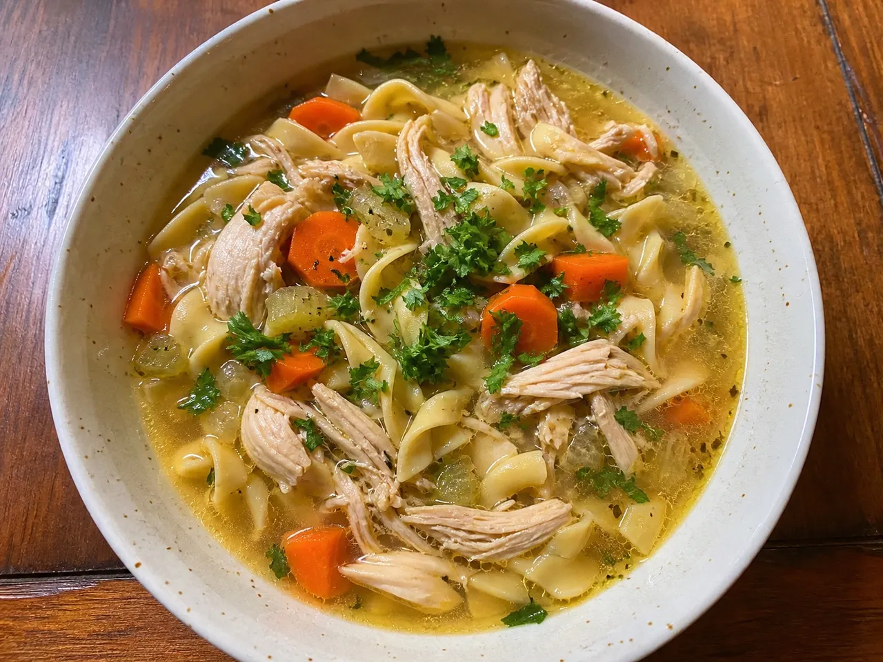 Chicken Noodle Soup — served