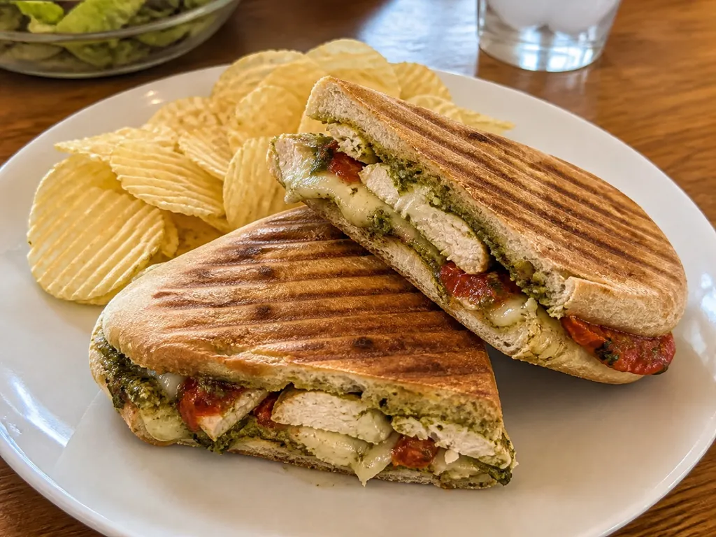 Chicken Pesto Panini — plated and served