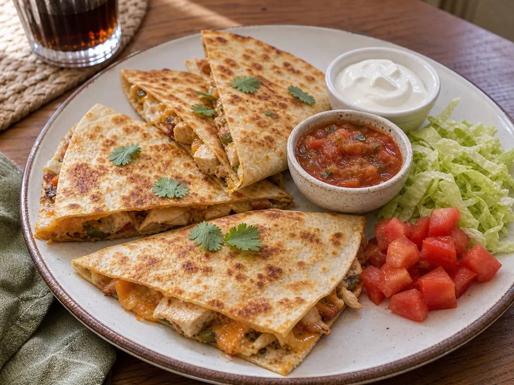 Chicken Quesadilla — plated and served