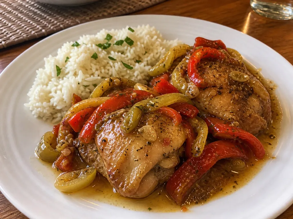 Chicken Scarpariello — plated and served
