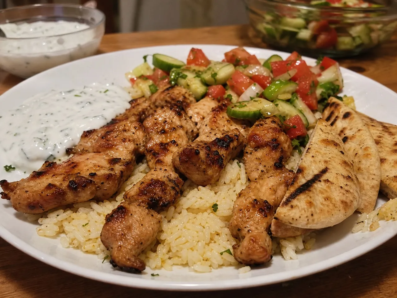 Chicken Souvlaki — served