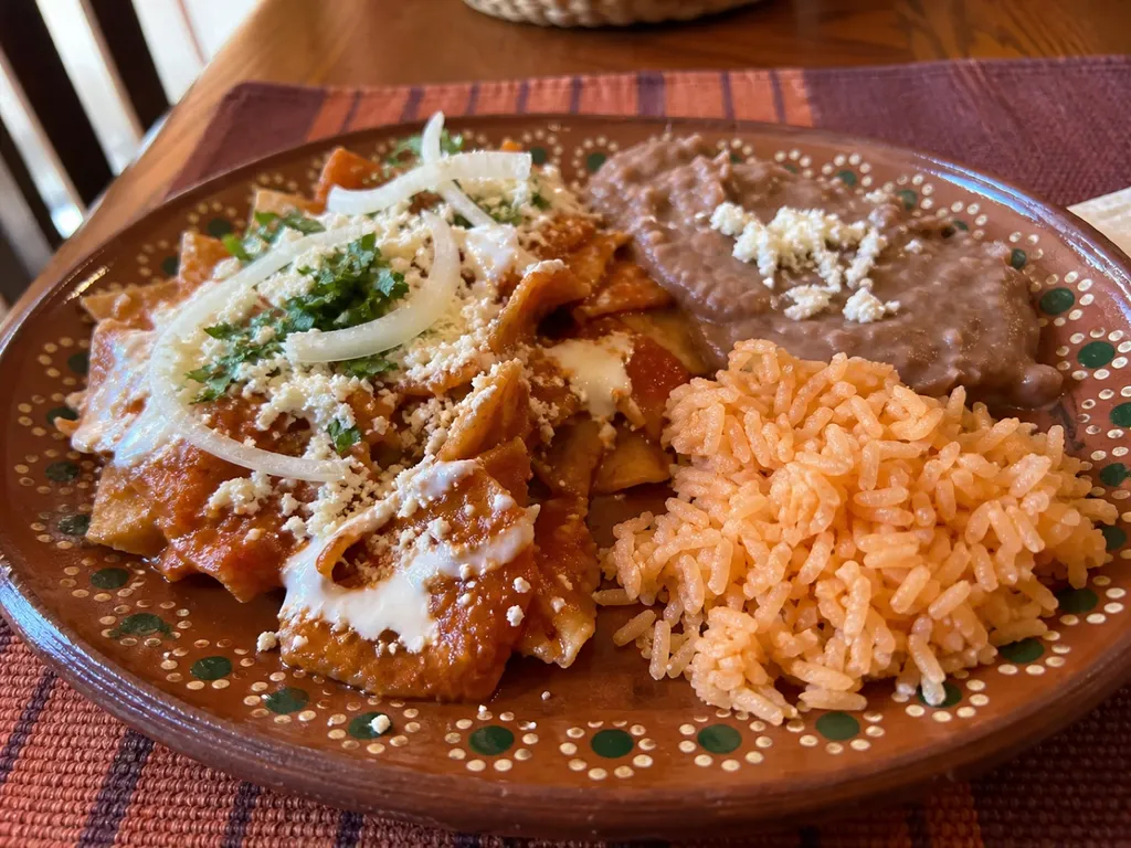 Chilaquiles — plated and served