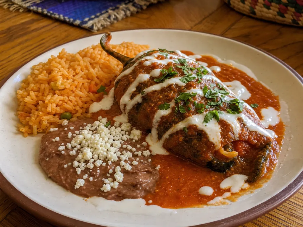 Chiles Rellenos — plated and served