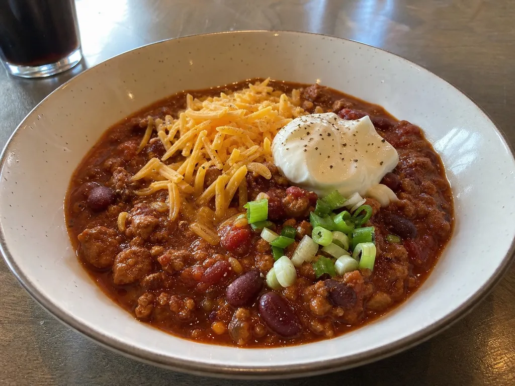 Chili con Carne — plated and served