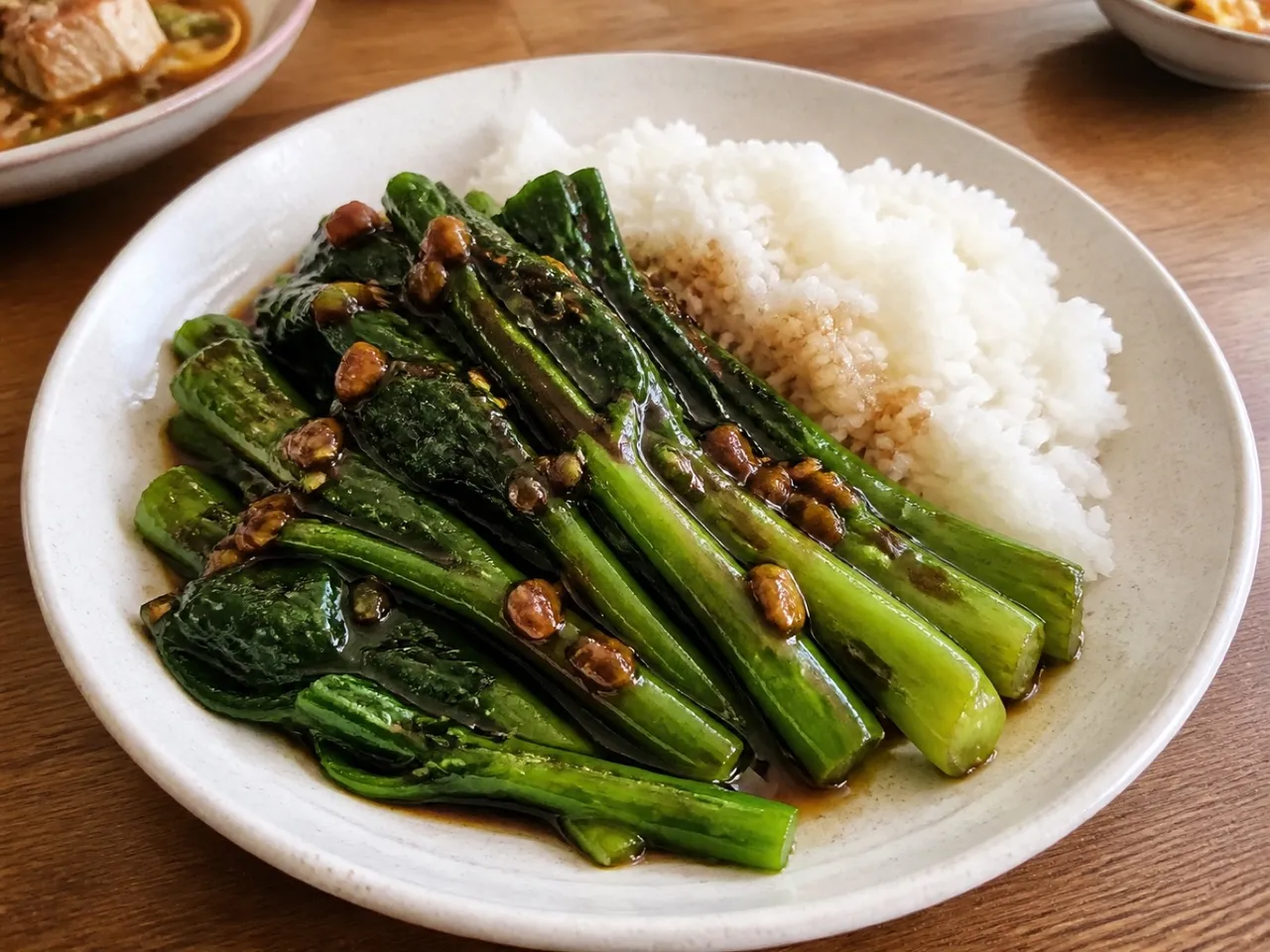 Chinese Broccoli with Oyster Sauce — served