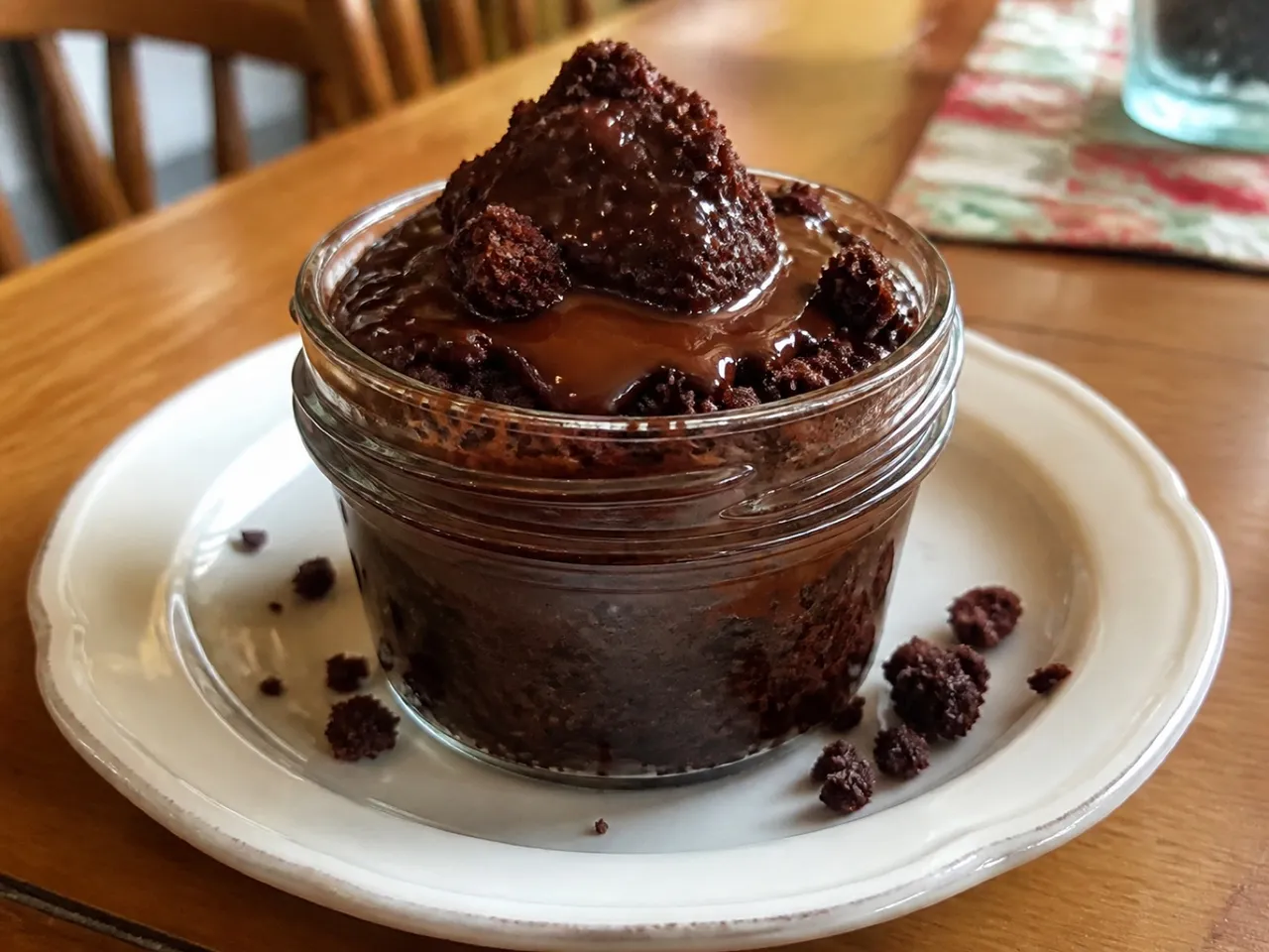 Chocolate Brownies in a Jar — served