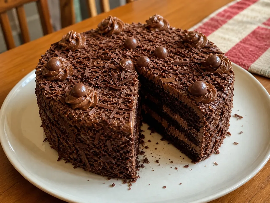 Chocolatetown Special Cake — plated and served