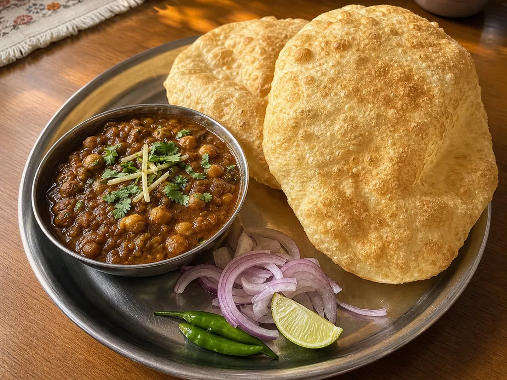 Chole Bhature — plated and served