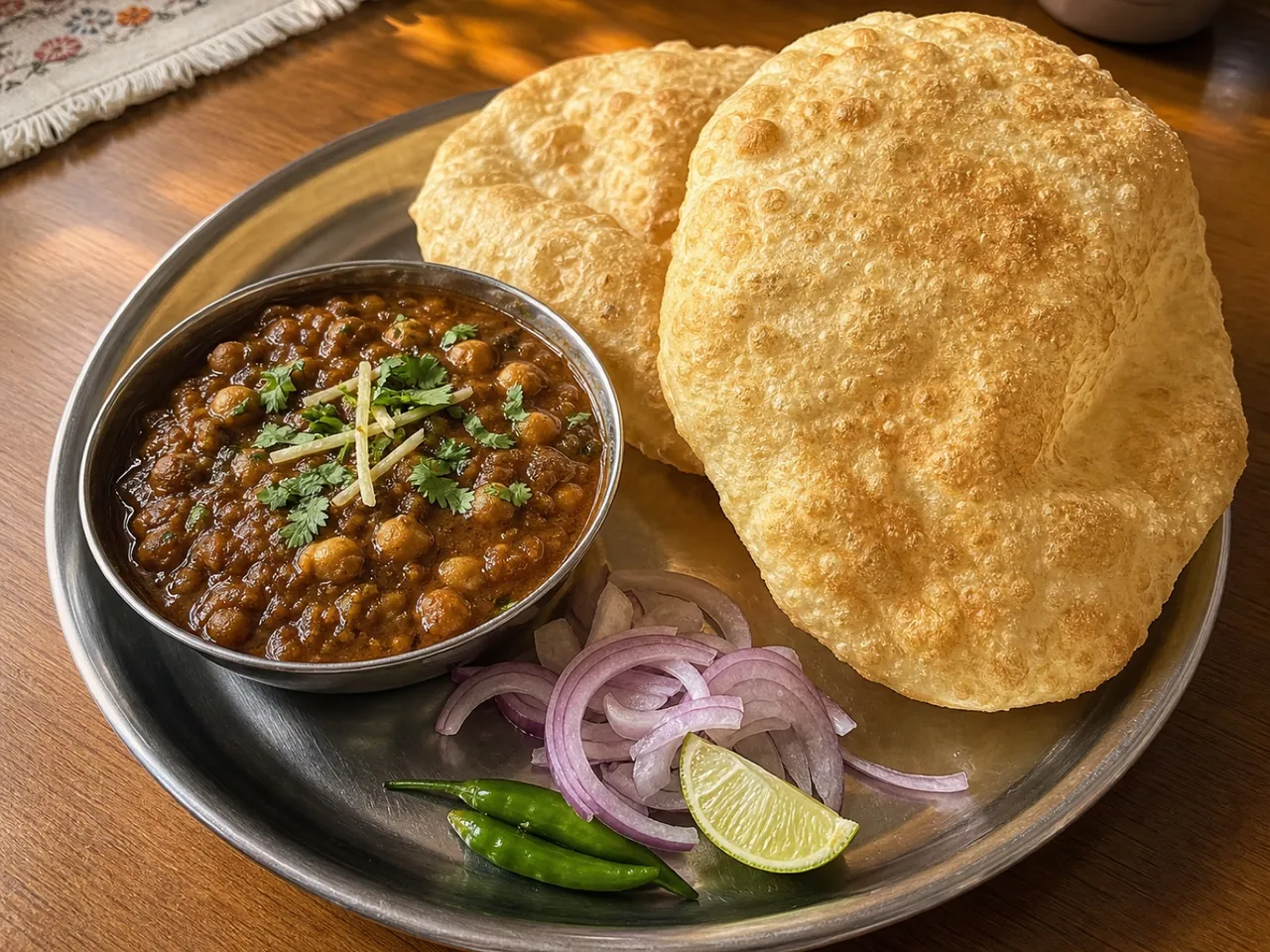 Chole Bhature — served