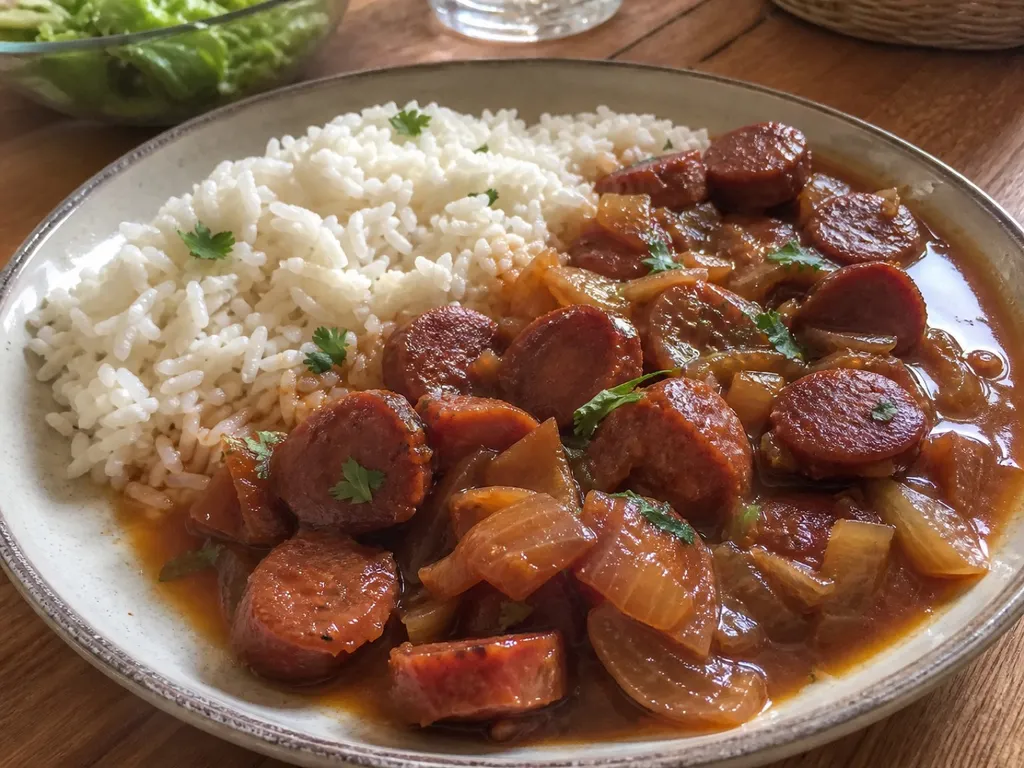 Chorizo a la Sidra — plated and served