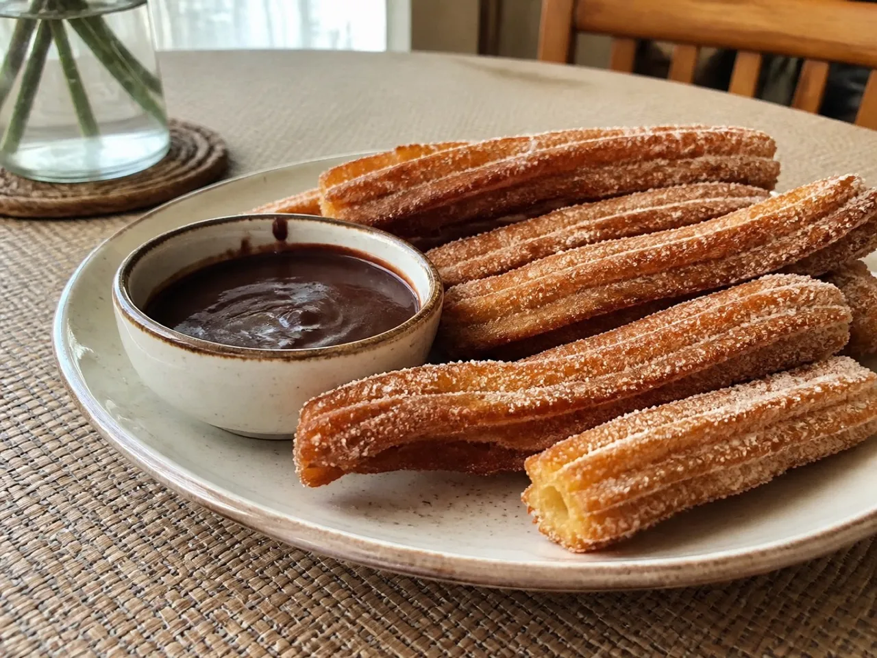 Churros con Chocolate — served