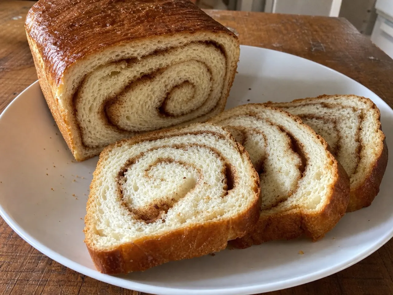 Cinnamon Swirl Bread — served