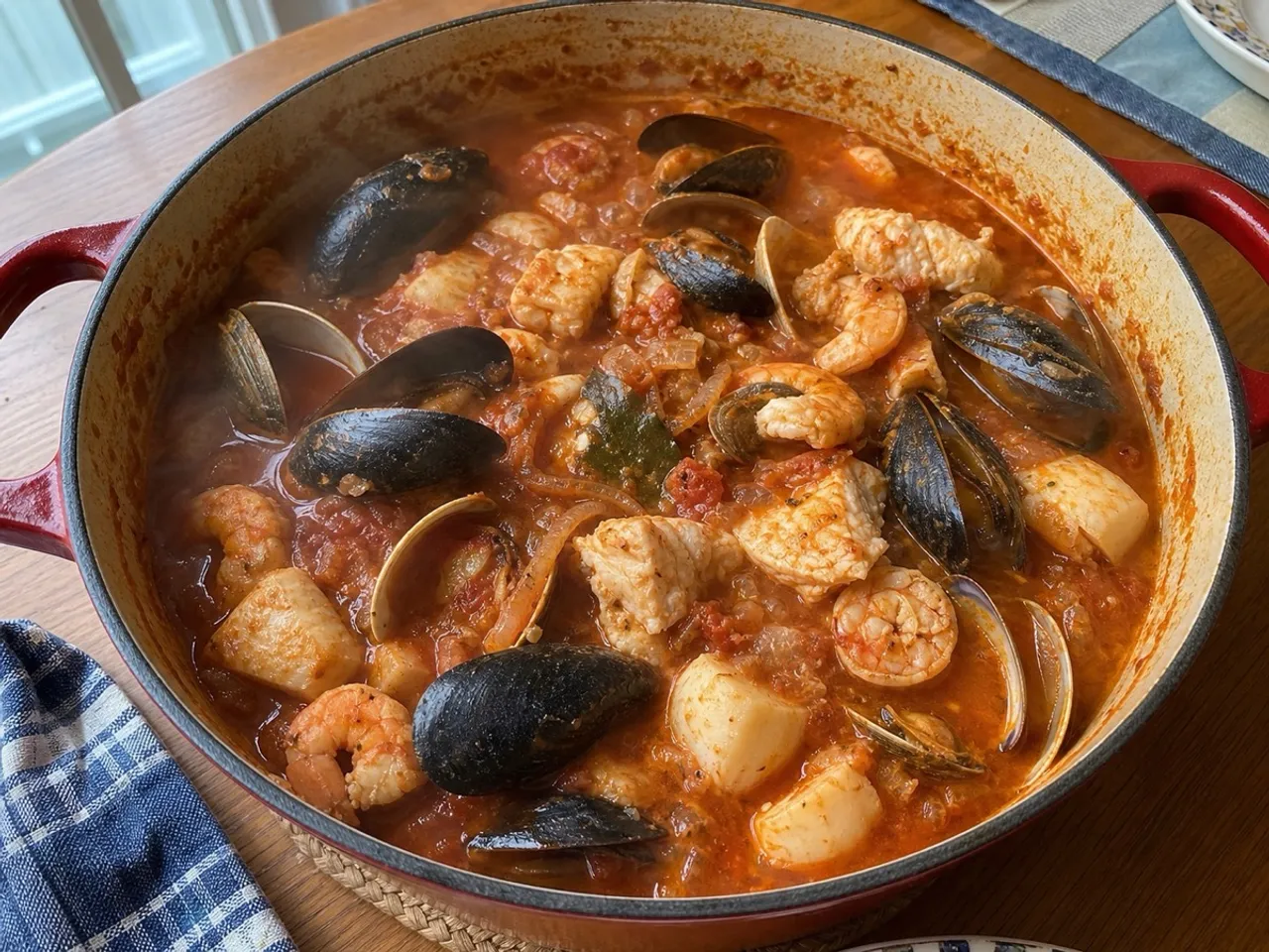 Cioppino Seafood Stew — served