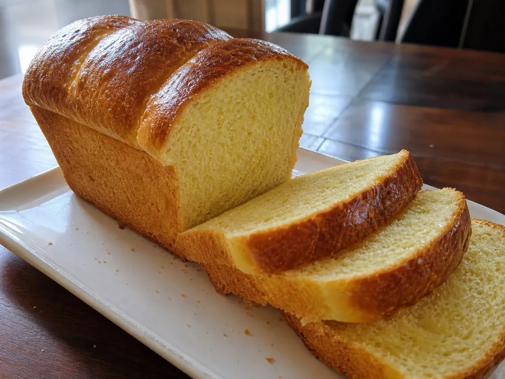 Classic Brioche Loaf — plated and served