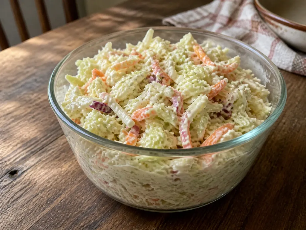 Classic Creamy Coleslaw — plated and served