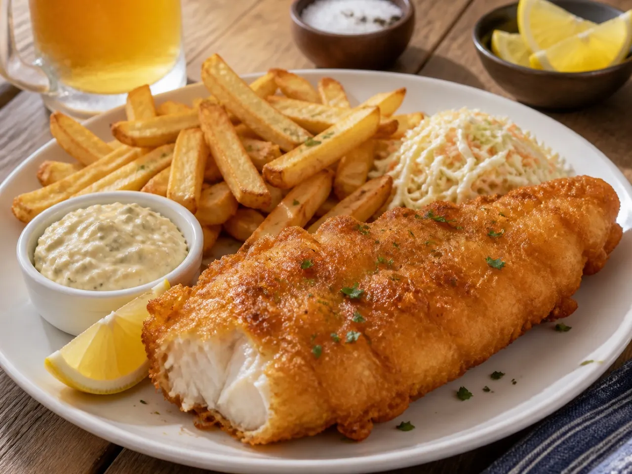 Classic Fish and Chips — served