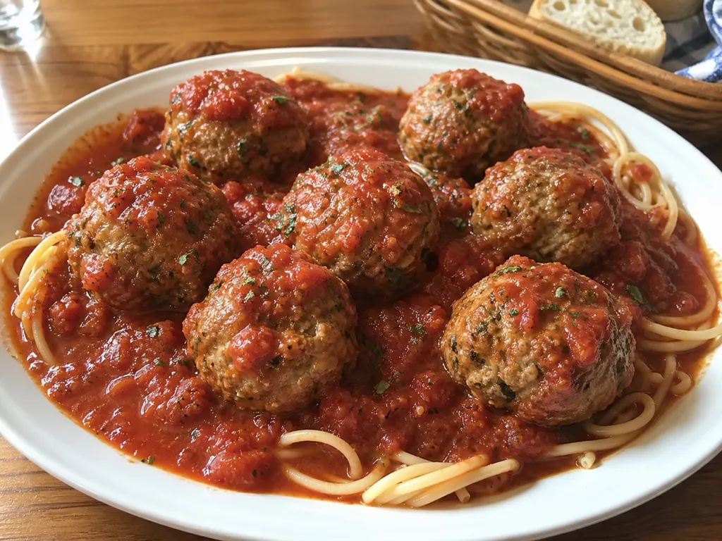 Classic Italian Meatballs — plated and served