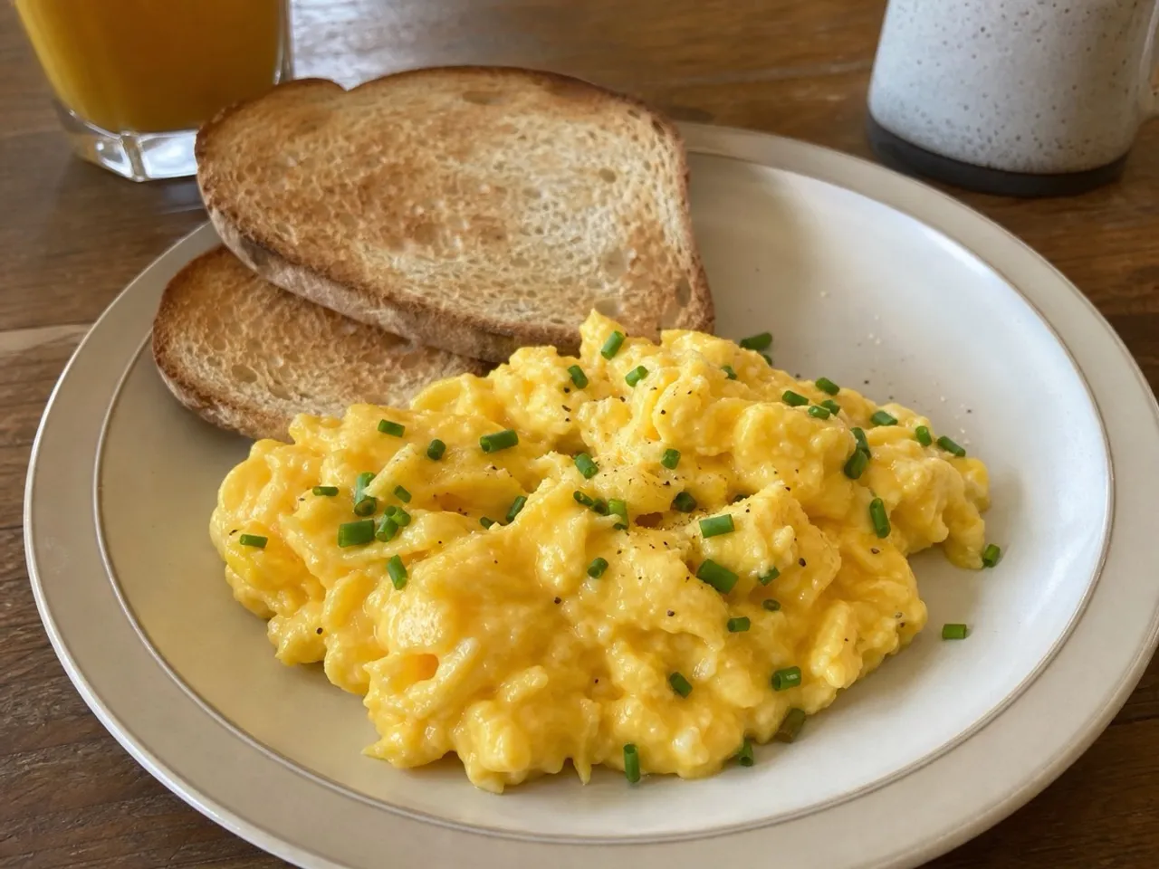Classic Scrambled Eggs — served