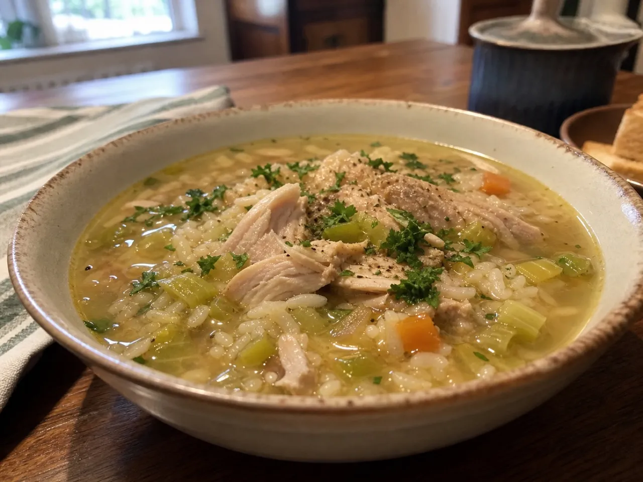 Cock-a-Leekie Soup — served