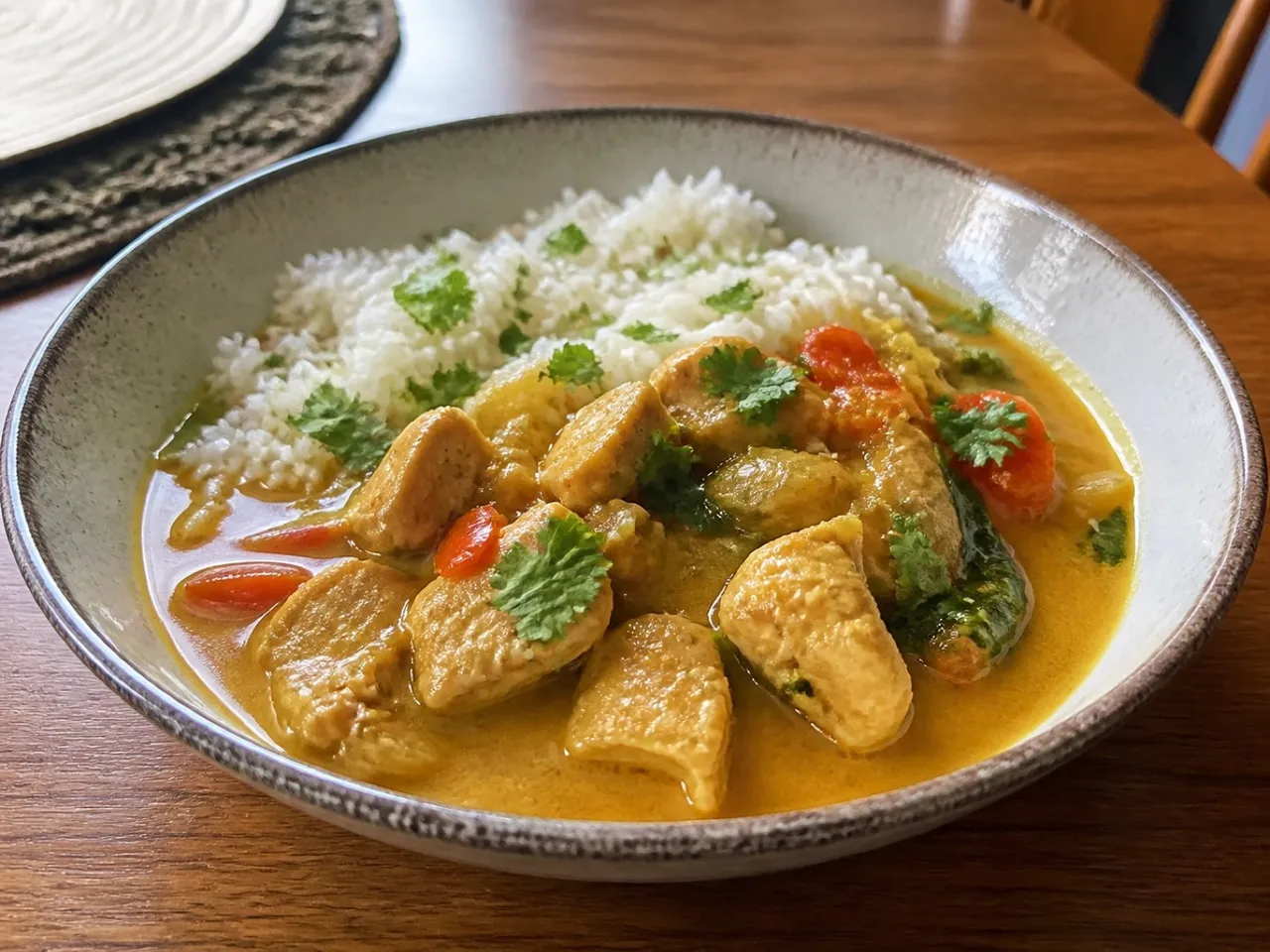 Coconut Curry Chicken — served