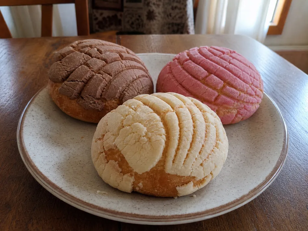 Conchas (Pan Dulce) — plated and served
