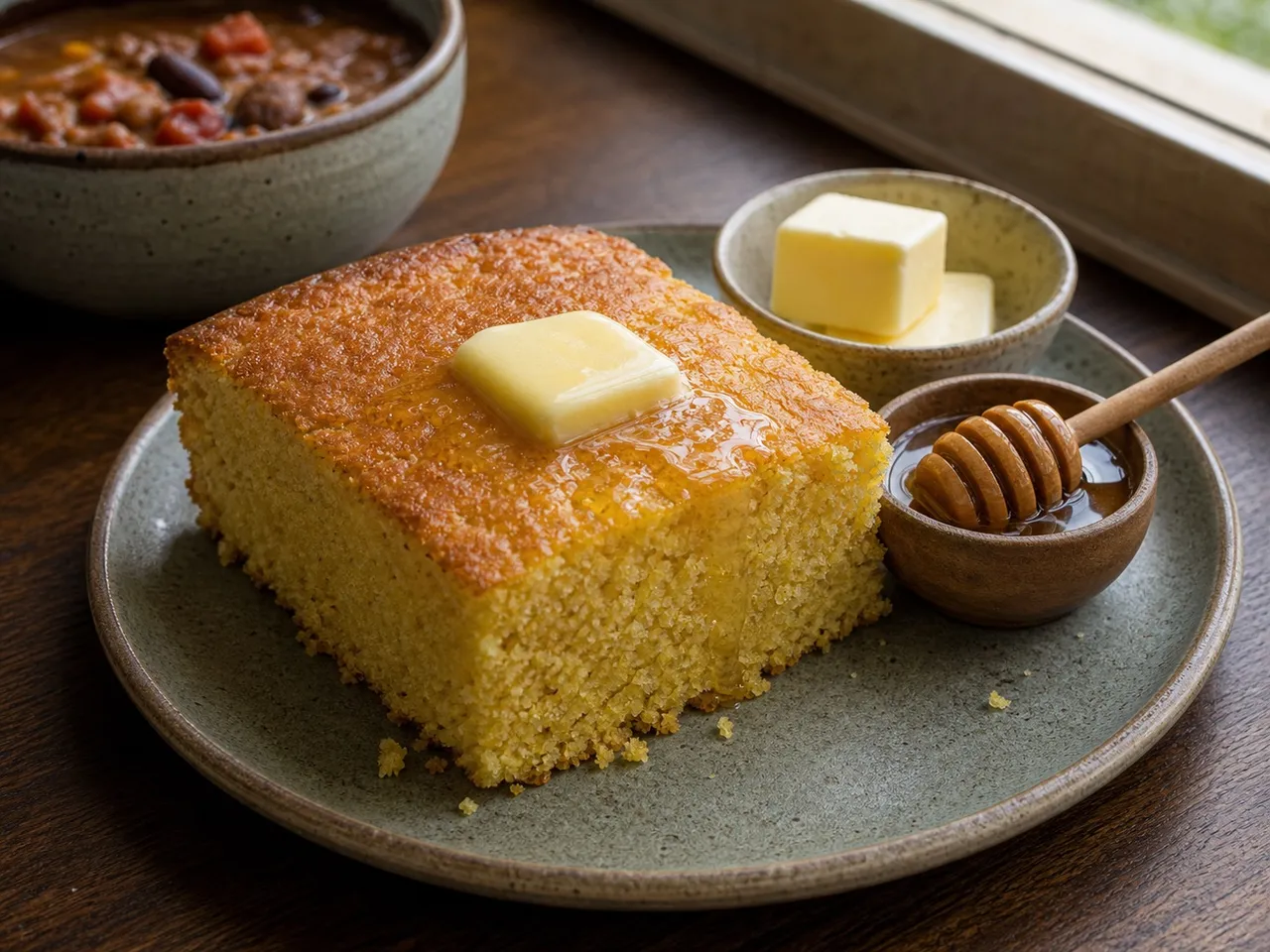 Cornbread — served
