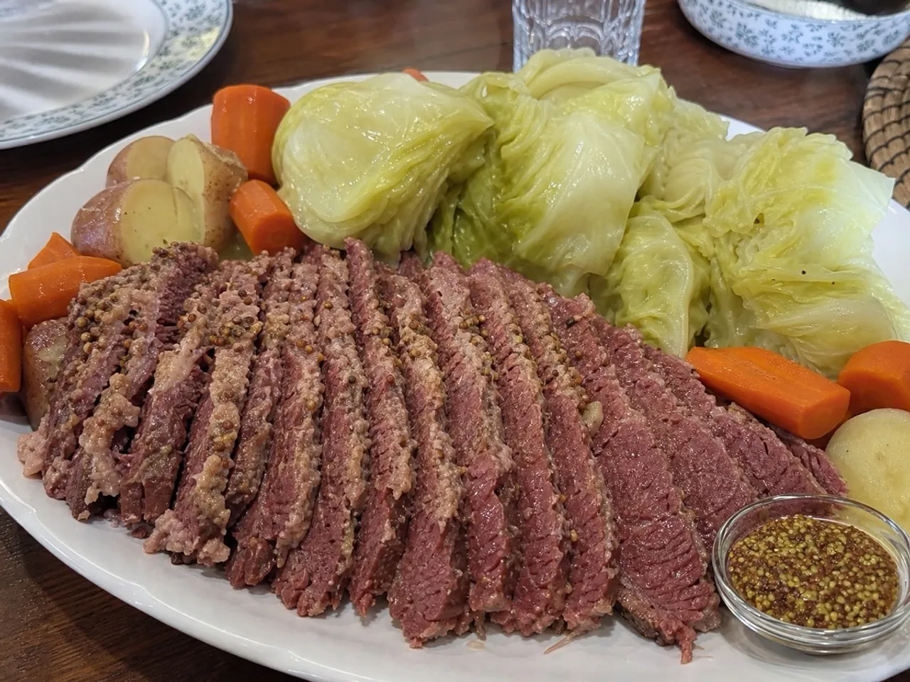 Corned Beef and Cabbage — served