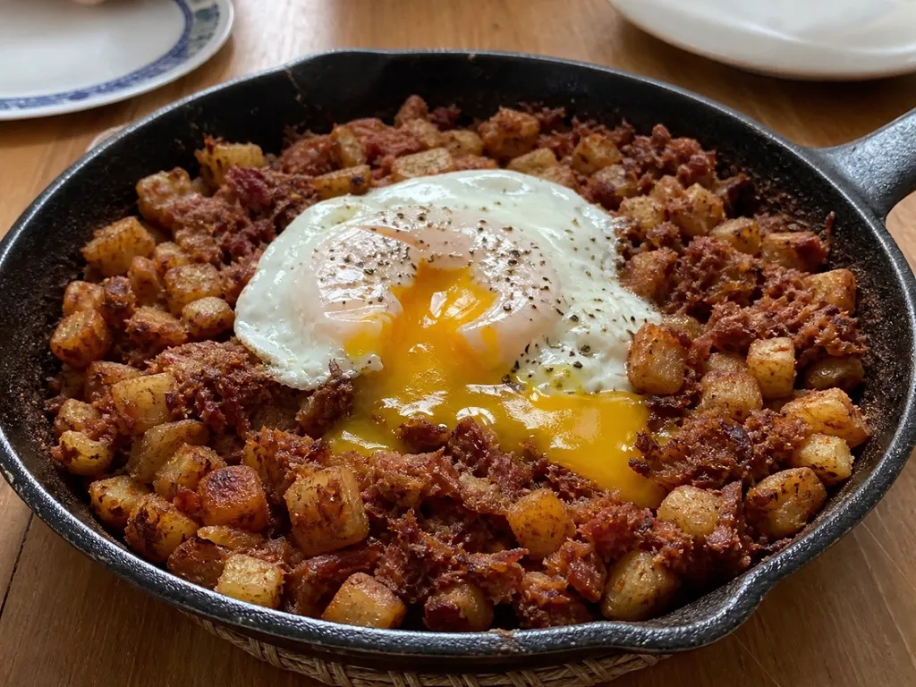 Corned Beef Hash — plated and served