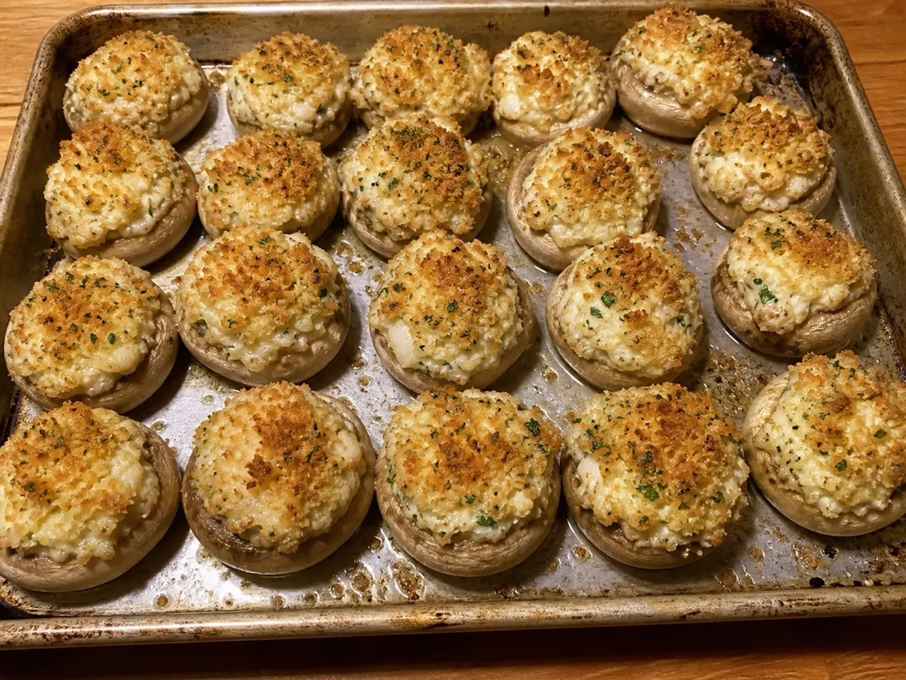 Crab-Stuffed Mushrooms — served