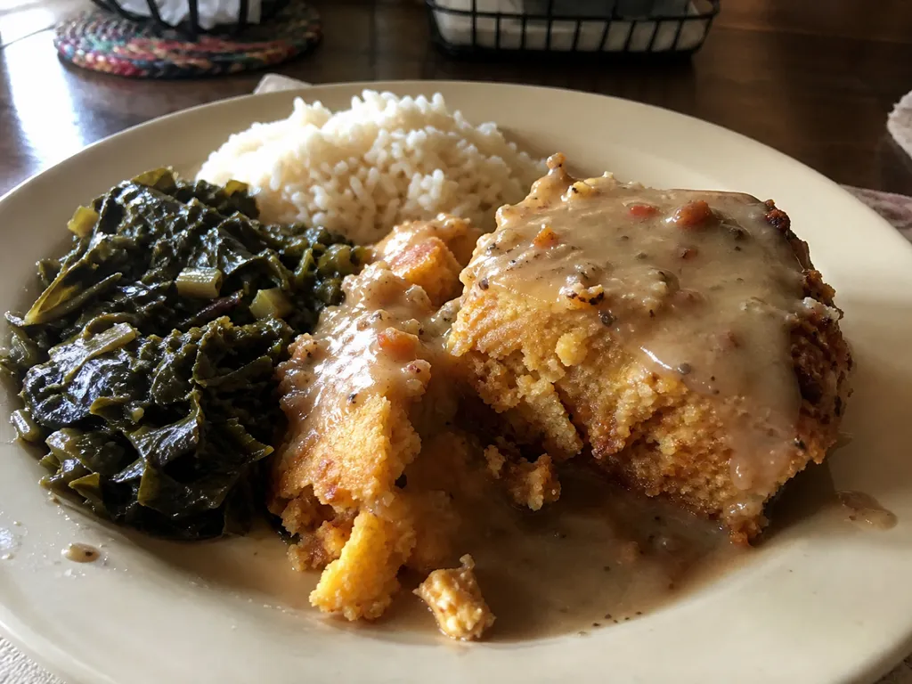 Cracklin' Cornbread — plated and served