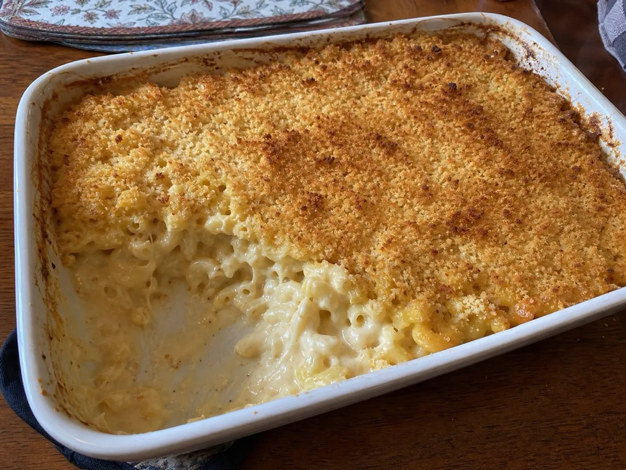 Creamy Baked Macaroni and Cheese — served