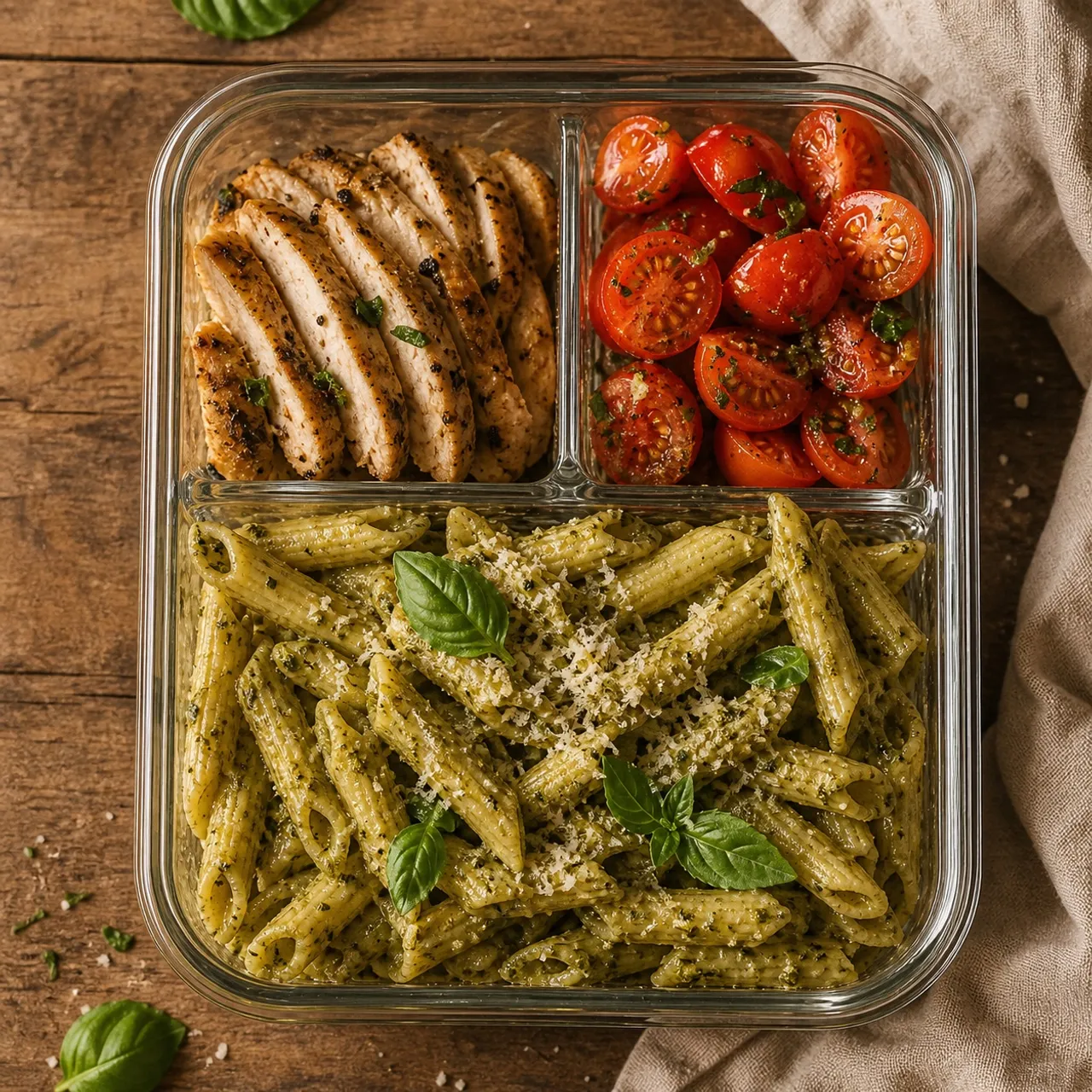 Creamy Basil Pesto Chicken Pasta — Meal Prep recipe
