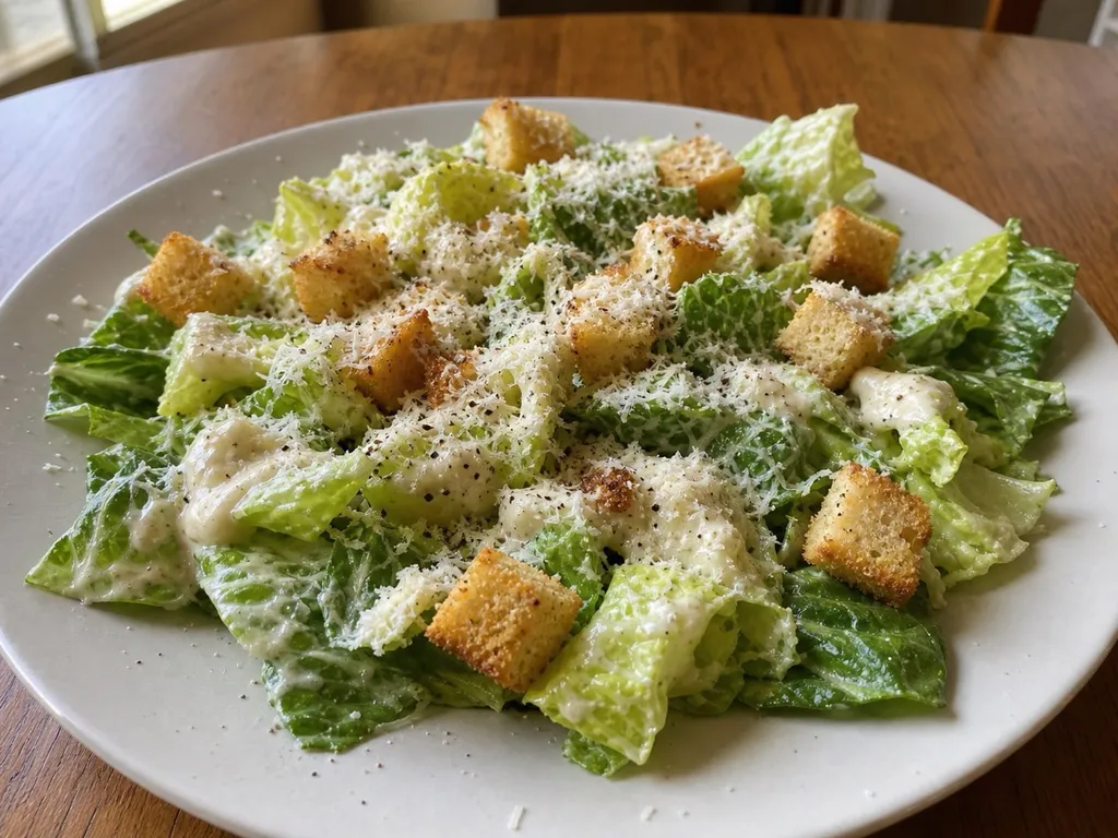 Creamy Caesar Dressing — plated and served