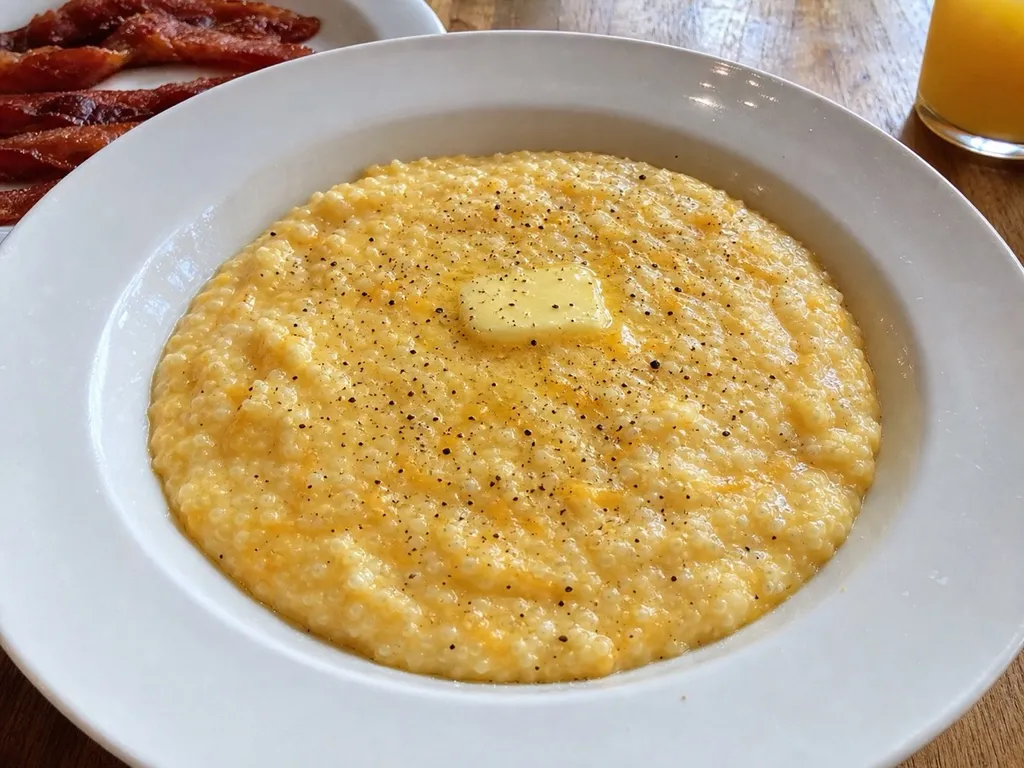Creamy Grits — plated and served