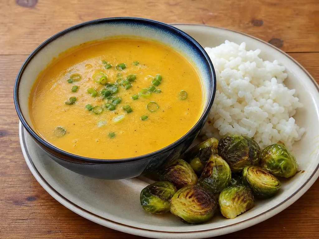Creamy Pumpkin Soup — plated and served