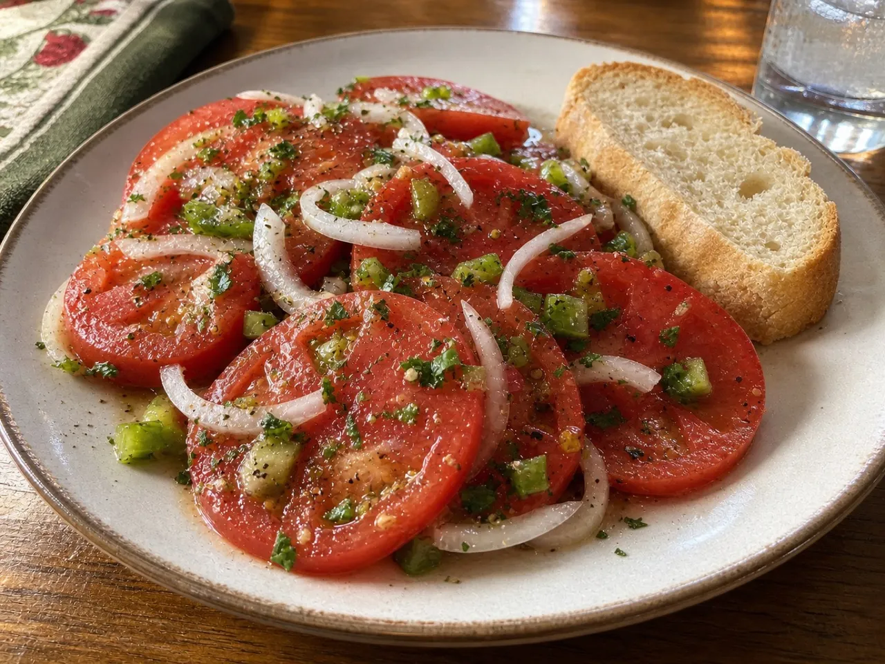 Creole Tomato Salad — served