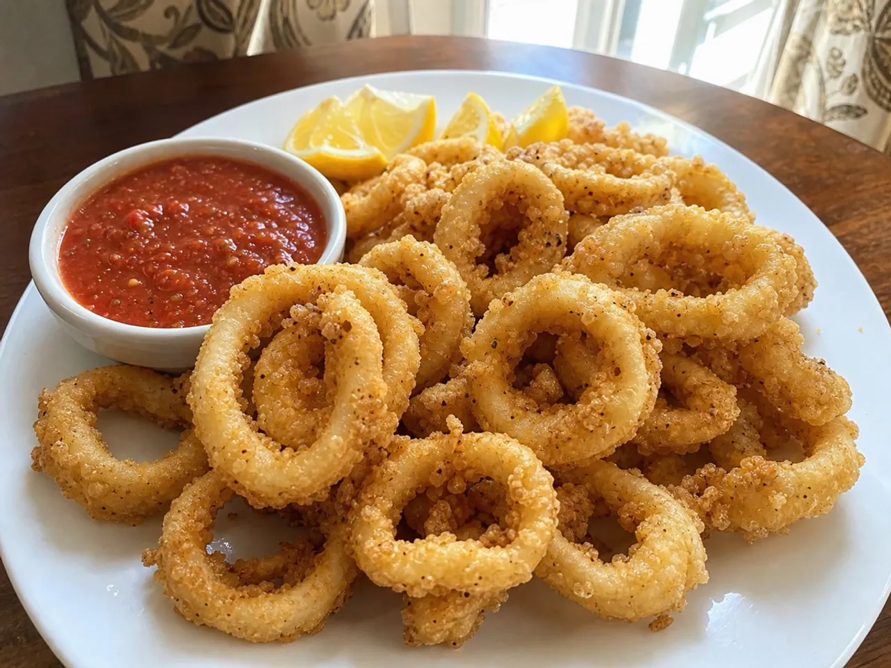 Crispy Fried Calamari — served